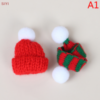 SIYI?Gift?Cheap? 2pcs Xmas MINI ผ้าพันคอหมวกตกแต่งตุ๊กตาเสื้อผ้าเครื่องประดับคริสต์มาส