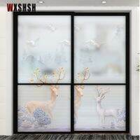 Window Decoration Glass Film Deer Pattern Home Decals Vinyl Privacy Film Custom Size For Bedroom Bathroom Living Room 70cmx100cm