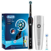 แปรงสีฟันไฟฟ้า Oral-B 3D Pro2000โซนิคหมุนแบบชาร์จไฟได้เซนเซอร์วัดความดันดูแลเหงือกอุปกรณ์ตั้งเวลาพร้อมกระเป๋าโน้ตบุ๊ค