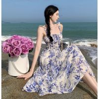 Summer wear a new holiday wind cultivate ones morality show thin huai floral dress skirt with shoulder-straps