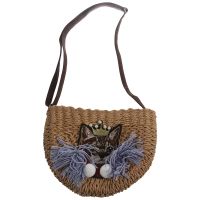 New Handmade Straw Bag Casual Cat Beach Bag Woven Basket Casual Shoulder Handbag