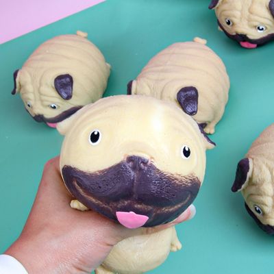 Squishy Pug Dog Sensory Fidget Decompression Toy Interactive Stress Relief Novelty Gift Fidget Vent Ball TPR Slow Bounce