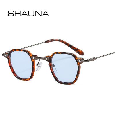 SHAUNA Ins เฉดสีสีลูกอมพังค์แว่นตากันแดดผู้หญิงย้อนยุคแฟชั่นทรงสี่เหลี่ยมจัตุรัสขนาดเล็กยอดนิยม UV400ผู้ชายแว่นตากันแดดไล่ระดับสี