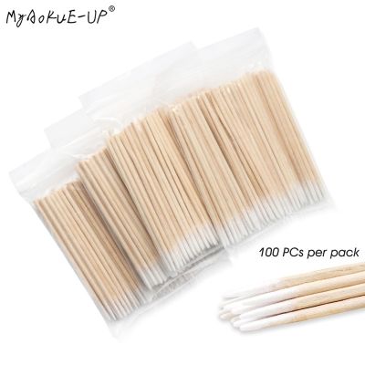 【YF】 300 pcs Disposable Ultra-small Cotton Swab Lint Brushes Wood Extension Glue Removing Tools