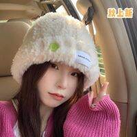 [COD] deer same style Korean button imitation plush knitted woolen hat womens autumn and winter thickened warm ear protection fisherman