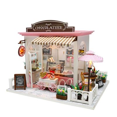 50LE DIY Mini Dollhouse Set Miniature Doll House Kit with Led Lights and Furniture for Gift Decorative Accessories
