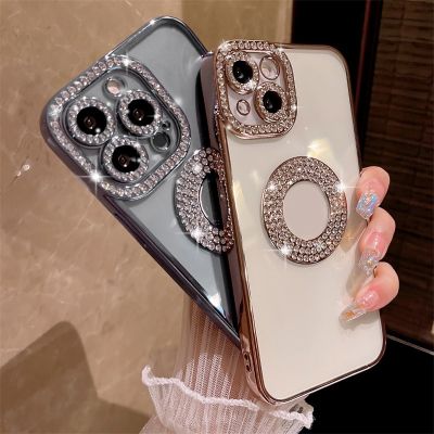 เคสโทรศัพท์มือถือ ซิลิโคนนิ่ม ใส แต่งกลิตเตอร์ หรูหรา สําหรับ iPhone 14 13 12