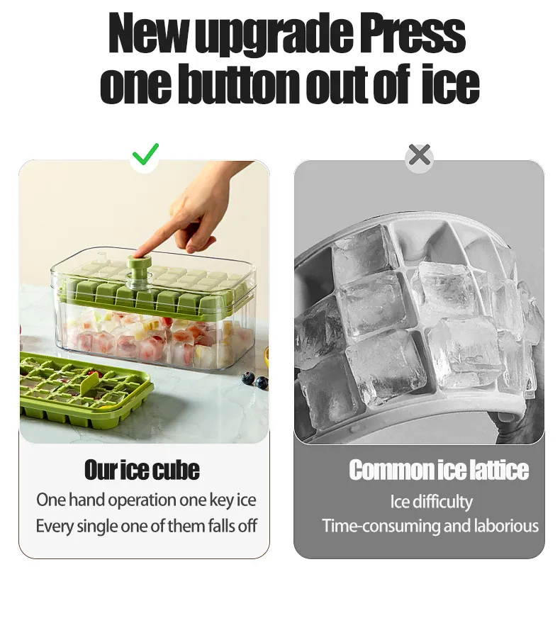 An upgrade button designed ice cubes mold maker for freezer.Simple