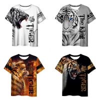 3DT casual mens short sleeved T-shirt, 3D animal tiger print