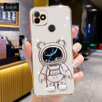 AnDyH Phone Case Itel Vision 1/Itel P36/Itel Vision 1 Plus 6DStraight Edge Plating+Quicksand Astronauts who take you to explore space Bracket Soft Luxury High Quality New Protection Design