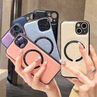 หรูหราแม่เหล็กหนังไร้สายชาร์จเคสโทรศัพท์สำหรับ iPhone 14 13 12 11 Pro Max X XS XR 14Plus Soft กันกระแทกกันชน Cover