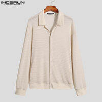 เสื้อลำลองผู้ชาย Medussa INCERUN Hollow Out แขนยาว Lapel Shirts (สไตล์เกาหลี)