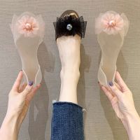 mouth flat sandals the summer of new seaside beach shoes web celebrity han edition crystal transparent plastic jelly female flowers ♈