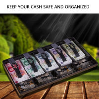 ถาดเงินสดแบบพกพา Five Grids Cash Drawer Register ใส่ถาดใส่เหรียญ Cashier Tidy Storage Safe Box for Money Storage