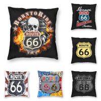 【LZ】 Vintage Born To Ride Throw Pillow Covers Decor Home Route 66 For Chopper Motorcycle Riders Cushions Cover Sofa Square Pillowcase