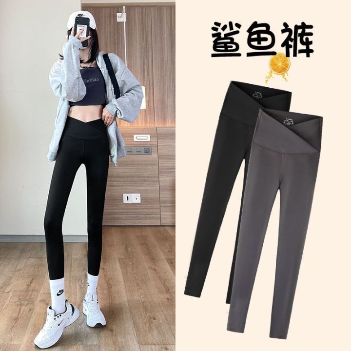 the-new-uniqlo-shark-yoga-pants-womens-outerwear-spring-and-autumn-thin-section-high-waist-belly-slimming-hip-lifting-pants-pressure-stove-shark-base-barbie-pants
