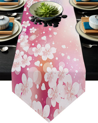 Flower Cherry Blossom Pink Table Runner Modern For Home Track On The Table Cloth Wedding Party Table Decoration Accessories