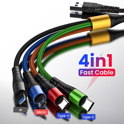 4 in 1 USB Type C Cable for iPhone 14 13 12 11 Pro 3in1 2in1 Micro USB Charging Cable Micro USB Cable for Huawei Samsung 1.2M