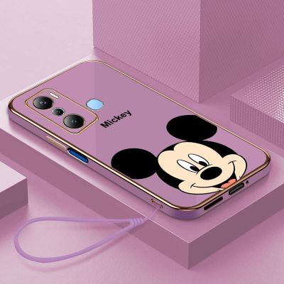 เคสโทรศัพท์ยางมิกกี้เมาส์มีสไตล์สำหรับเล่นเกม Mickey Mouse เคสชุบไฟฟ้ามันวาว20 5G 4G 20i 20S 20 Play