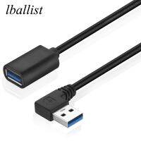 lballist 60cm 90degree USB3.0 Extension Cable Male to Female M/F Shielded 24AWG 28AWG 9 1 Cores 50cm