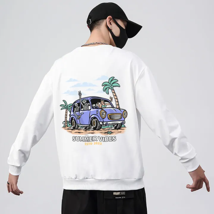 sleeve print sweatshirt