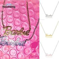 HOUMENG Barbiestyle สคริปต์ตัวอักษรคำ สร้อยคอตัวอักษรตุ๊กตาบาร์บี้ เหล็กไร้สนิม สไตล์เกาหลีแบบ น่ารักน่ารักๆ Y2K ของขวัญสำหรับเด็กผู้หญิง