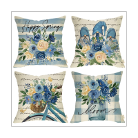 Spring Pillow Covers 18X18 Set Of 4 Farmhouse Throw Pillows Spring Decorations Home Decor for Couch Sofa