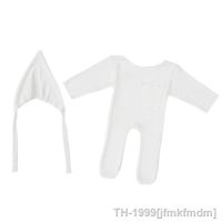 ❂◑ jfmkfmdm 2 pçs/set newborn fotografia roupas chapéu macacão bebê menina foto adereços