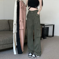 High Waist Straight Cargo Pants Womens Spring 2023 New Casual Loose Mop Slimming Wide-Leg Pants