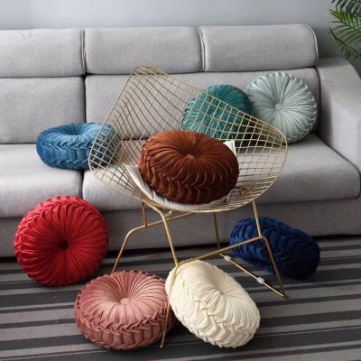 【CW】℗❃  15 Colors 38cm Ins Luxury Pumpkin Round Cushion/Back Cushion Sofa Pleated for