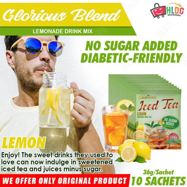 Glorious Blend Iced Tea Lemon 10 Sachets with Stevia Extract and