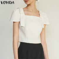 (จัดส่งฟรี)Fancystyle VONDA สายคล้องไหล่คอสี่เหลี่ยมสำหรับผู้หญิง,เสื้อสตรีแขนยาวพัฟเสื้อสั้นทนทานลำลอง