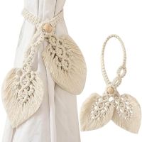 【LZ】۩  Boho Cortina Laços Mão Tecido Tassel De Algodão Correias De Gravata Folhas Cortina Decorativa Holdbacks Estilos Rurais Decoração 2 pcs