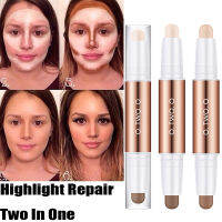 4สี Double Head คอนซีลเลอร์ปากกาแต่งหน้า Liquid กันน้ำ Contouring Foundation Contour Stick ดินสอแต่งหน้า Cosmetic