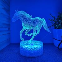 3D night light USB touch remote control gift light ambient light stallion shape Lamp Night Lights