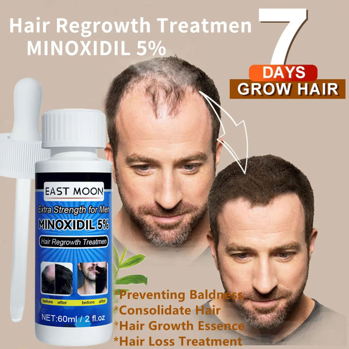 Minoxidil Hair Grower for women original hair growth 7 days 5% regrow