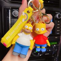 พวงกุญแจอนิเมะพวงกุญแจตุ๊กตาของเล่น Bart Simpson จี้คู่รักสำหรับเด็ก