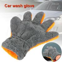 Double-Sided Coral Fleece Car Cleaning Gloves Five-Finger Gloves Cleaning Tools Wiping Car A9J9