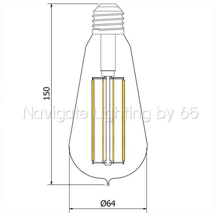 navigate-หลอดไฟฟิลาเมนต์-หลอดไฟวินเทจ-ทรงเอดิสัน-led-e27-ขนาด-6w-แสงวอร์มไวท์-warm-white