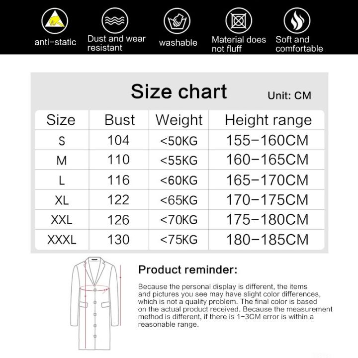 2-in-1-เสื้อแจ็กเก็ตสูท-ppe-และกางเกง-ป้องกันไฟฟ้าสถิตย์-ซักล้างได้-สําหรับห้องแล็บ