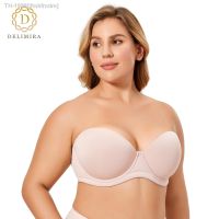 ☏ jfmkfmdm Delimira cobertura completa sutiã sem alças push up plus size multi way underwire contorno silicone ligeiramente acolchoado dd e f g