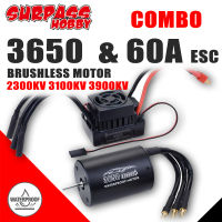 SURPASS HOBBY Combo Waterproof 60A ESC Combo 3650 Sensorless Brushless Motor 2300KV 3100KV 3900KV for 110 RC Car Tamiya Traxxas