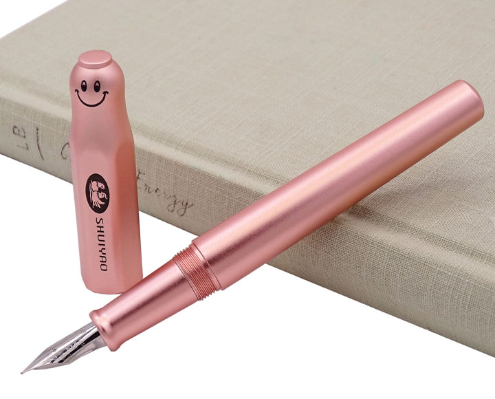 full-aluminum-alloy-metal-smile-face-fountain-pen-sy-cute-lovely-pink-fashion-writing-gift-pen-smooth-iridium-0-380-5mm