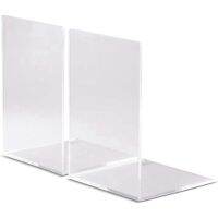 10 PCS Transparent Acrylic Bookends L-Shaped Bookshelf Baffle Bracket Book Rack