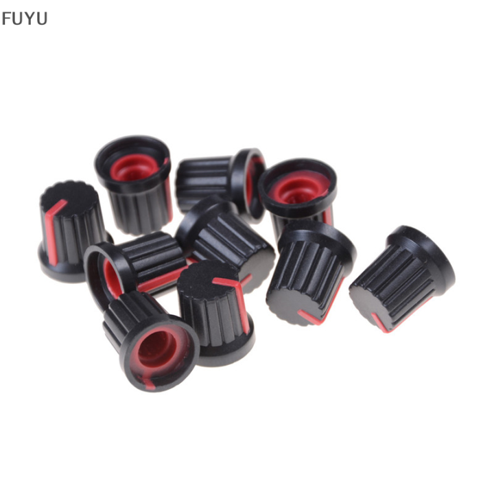 fuyu-10pcs-potentiometer-switch-knob-cap-hole-dia-6mm-volume-control-ลูกบิดหมุน