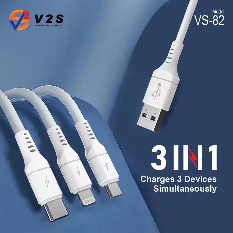 V2S VS-82 3in1  Rapid Fast USB Charging Cable Universal Multi Function Cell  Phone Charger Cord | Lazada PH