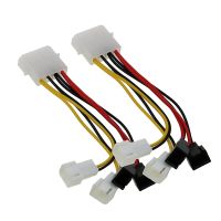 Molex 4-Pin เป็น3-Pin ตัวเชื่อมอะแดปเตอร์สายไฟพัดลม12V สายพัดลมทำความเย็นคอมพิวเตอร์2ชิ้นสำหรับ CPU Casing Pc พัดลม