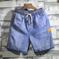 2021 Summer New Light Blue Denim Shorts Men Plus Size Loose Drawstring Short Tooling Jeans Male Brand Clothes