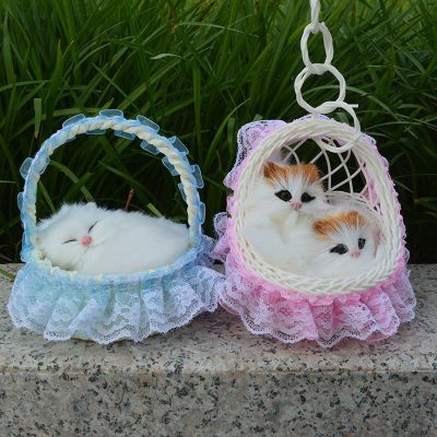 Simulation will call cat plush toys childrens dolls basket basket cat animal model of rabbit puppy teaching