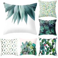 6pcs Tropical Plant Cactus Pattern Pillowcase, Sofa and Office Car Cushion Cover